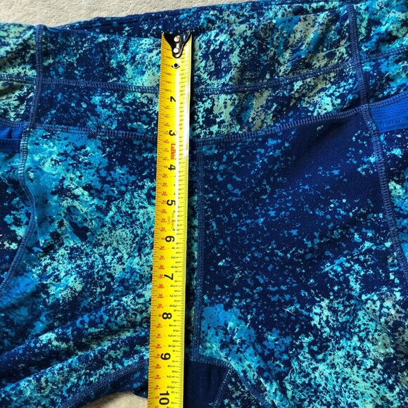 Athleta Blue Splatter Be Free Knicker Cropped Stretch Athletic Legging - Picture 12 of 13